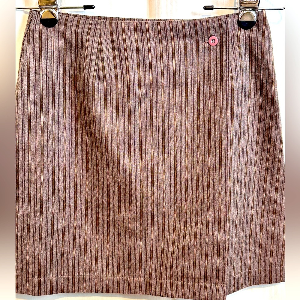 FREE PEOPLE - VINTAGE - Wrap mini skirt NEW WITH TAGS! Sz 5/6 - PIN STRIPES